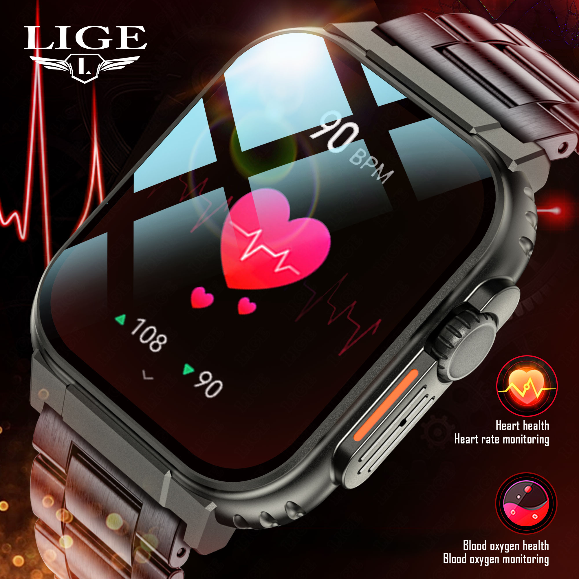 Smartwatch Latest Watches For Men - LIGE 600mAh Military Outdoor Smart Watch