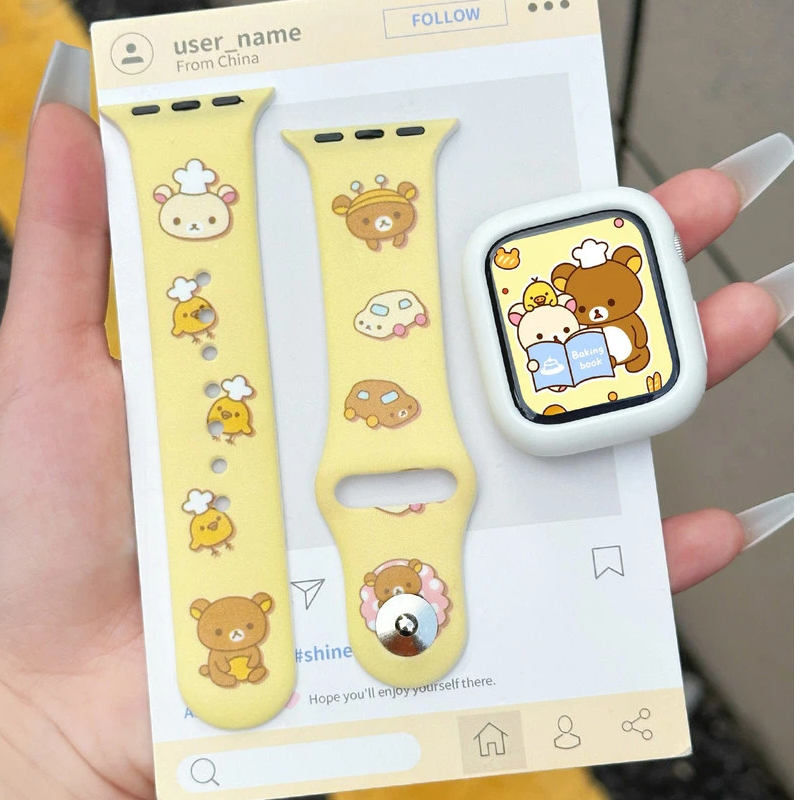 Silicone Sport Band - Cute Rilakkuma Print Silicone Apple Watch