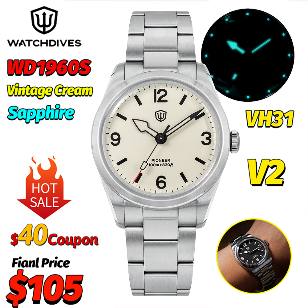 Smartwatch Luxury Watches - Watchdives WD1960S V2 Vintage Cream 36Mm