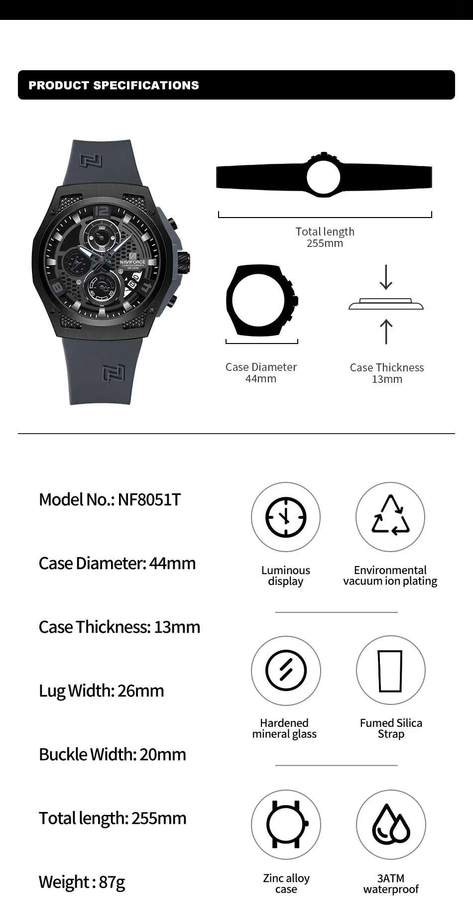 NAVIFORCE NF8051T  Luxury Desi – Silicone Sport Band Bewertung und Preis