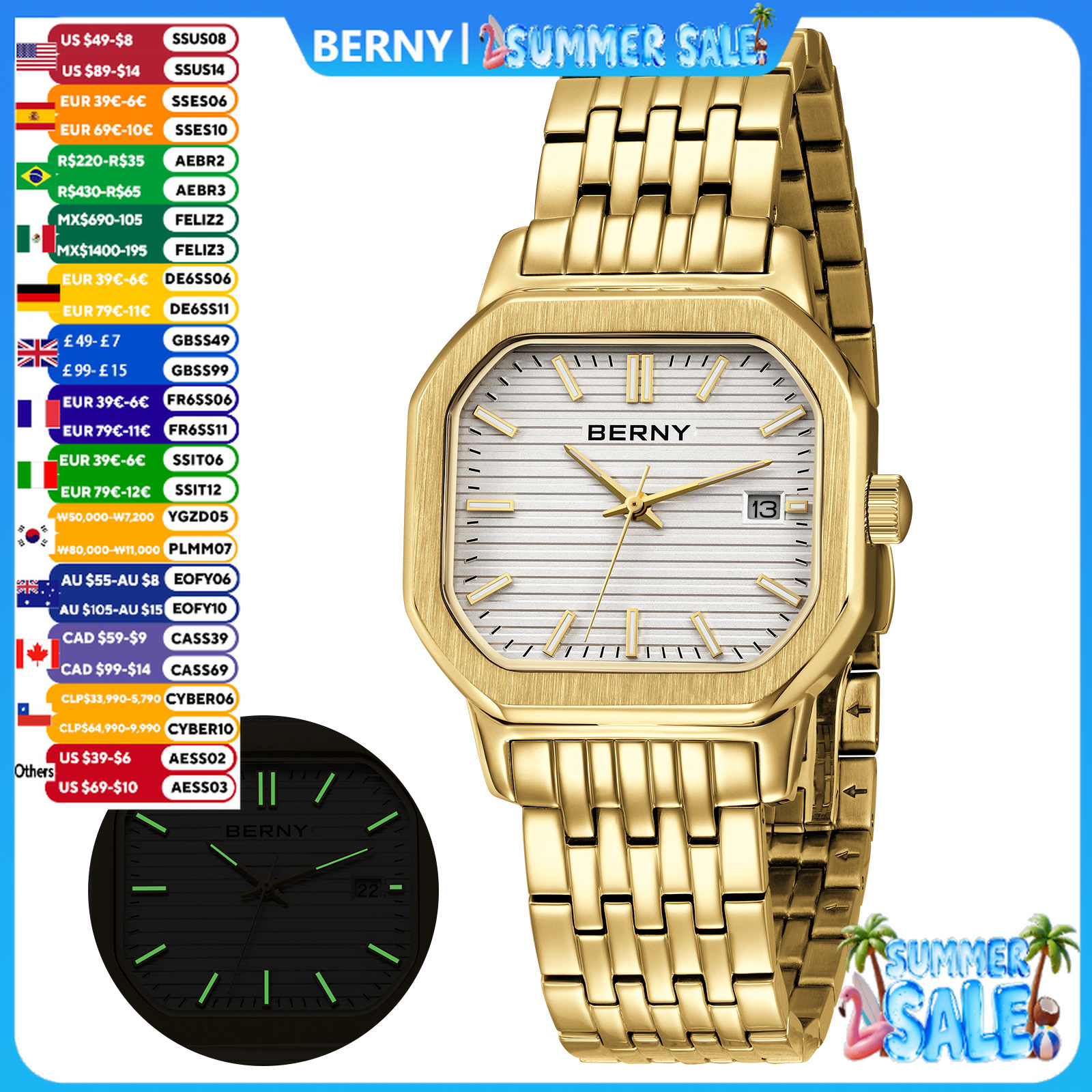 BERNY Golden Men's  Watches Lu – Smartwatch Luxury Watches Bewertung und Preis