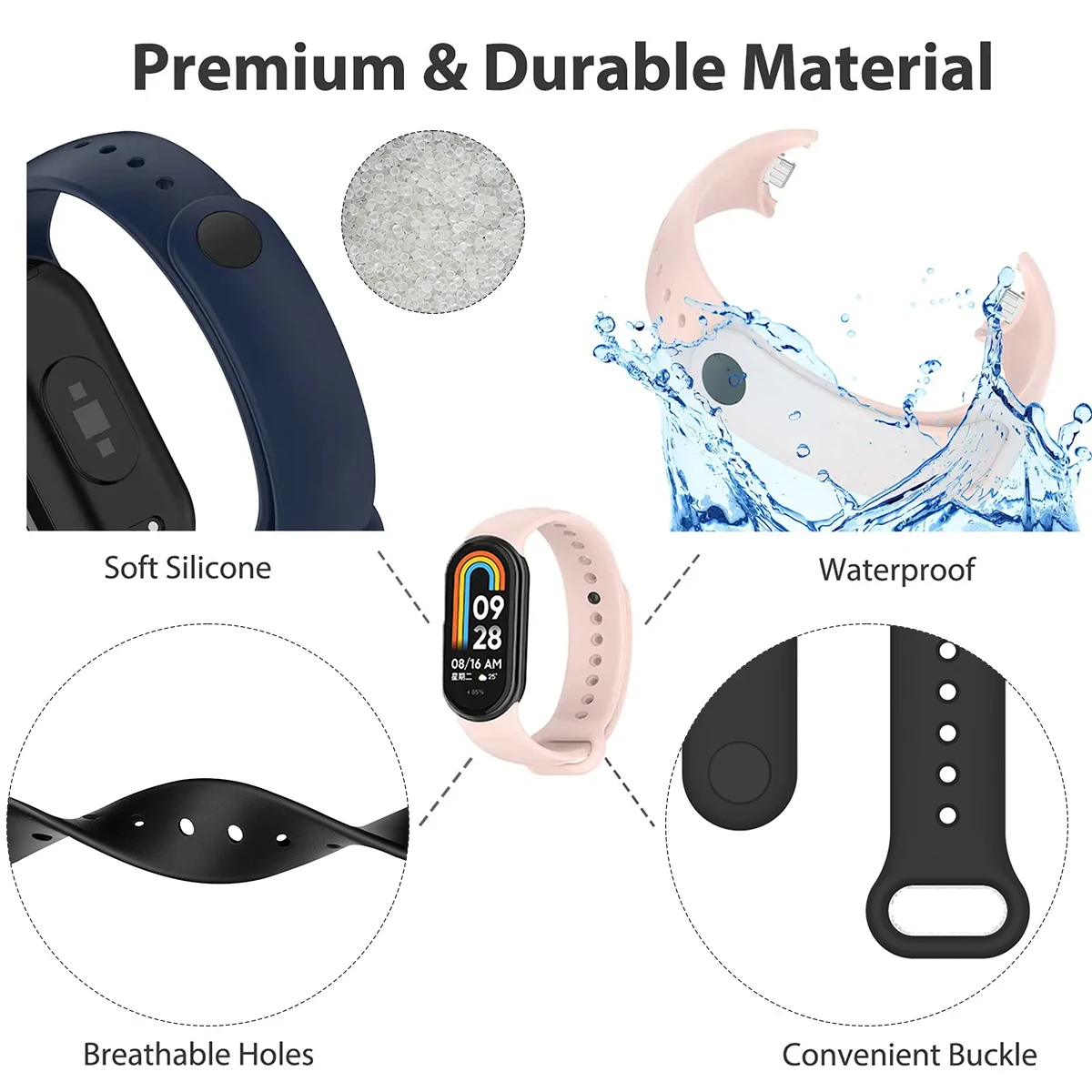 Strap for Xiaomi Mi Band 9/9 N – Silicone Sport Band Bewertung und Preis